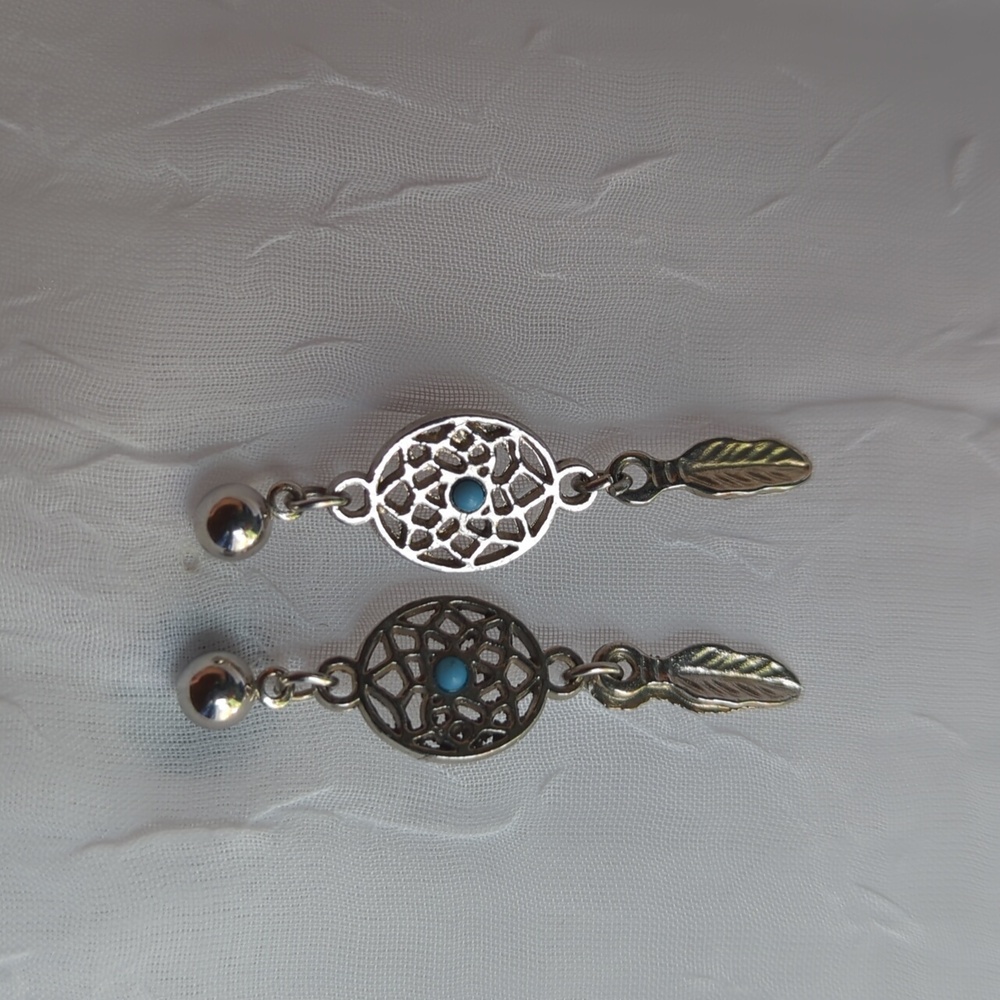 Elegant Silver Feather Earrings